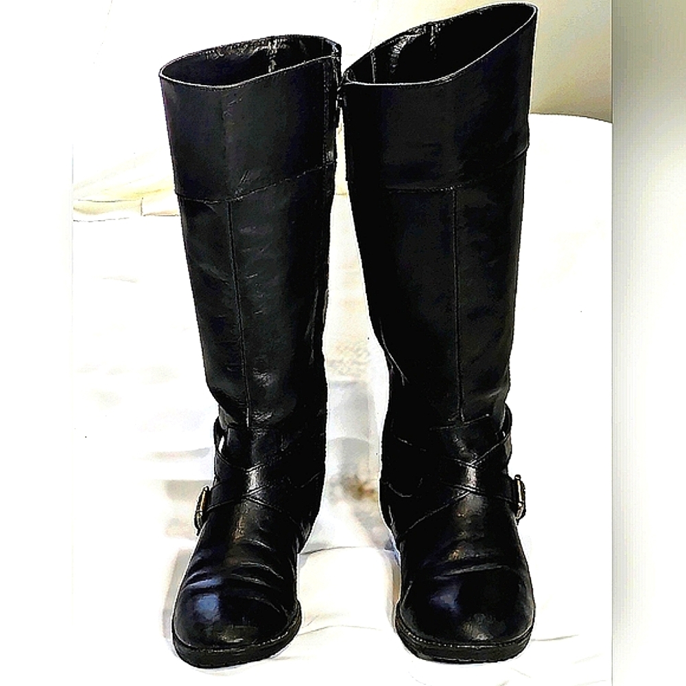Ralph Lauren 100% Leather Western knee high Blk Riding Boots Sahara. Women Sz 6